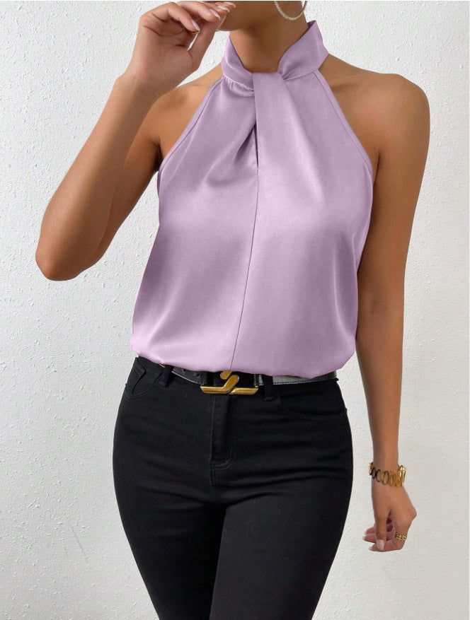 Donna Smanicato Scollo Halter Elegante