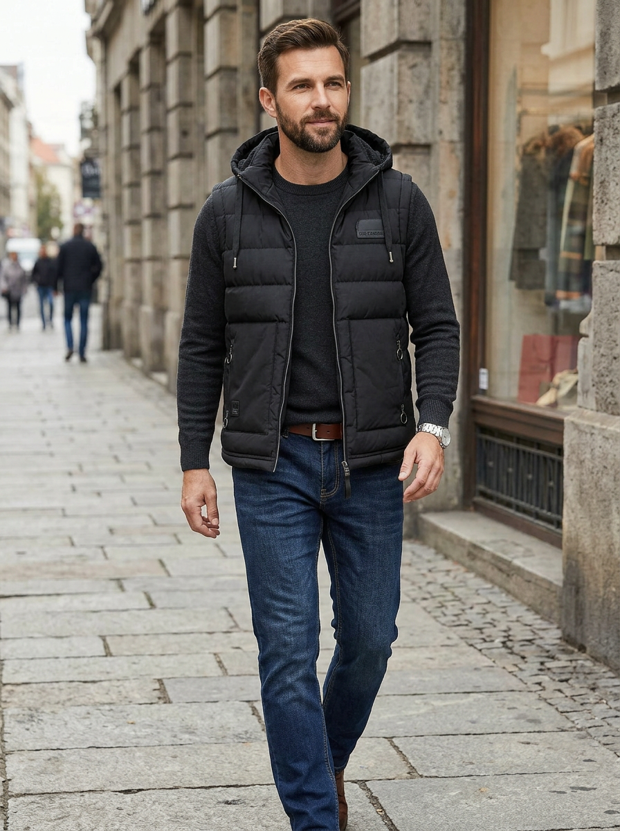 Varex | Gilet Piumino Con Cappuccio Uomo Zip Front Senza Maniche 2