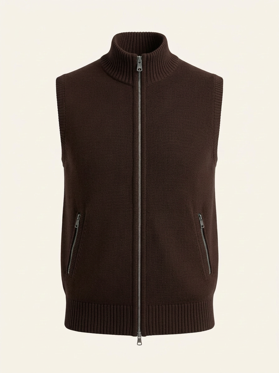Velko | Gilet da Uomo a Maglia con Cerniera Intera e Collo Alto 4