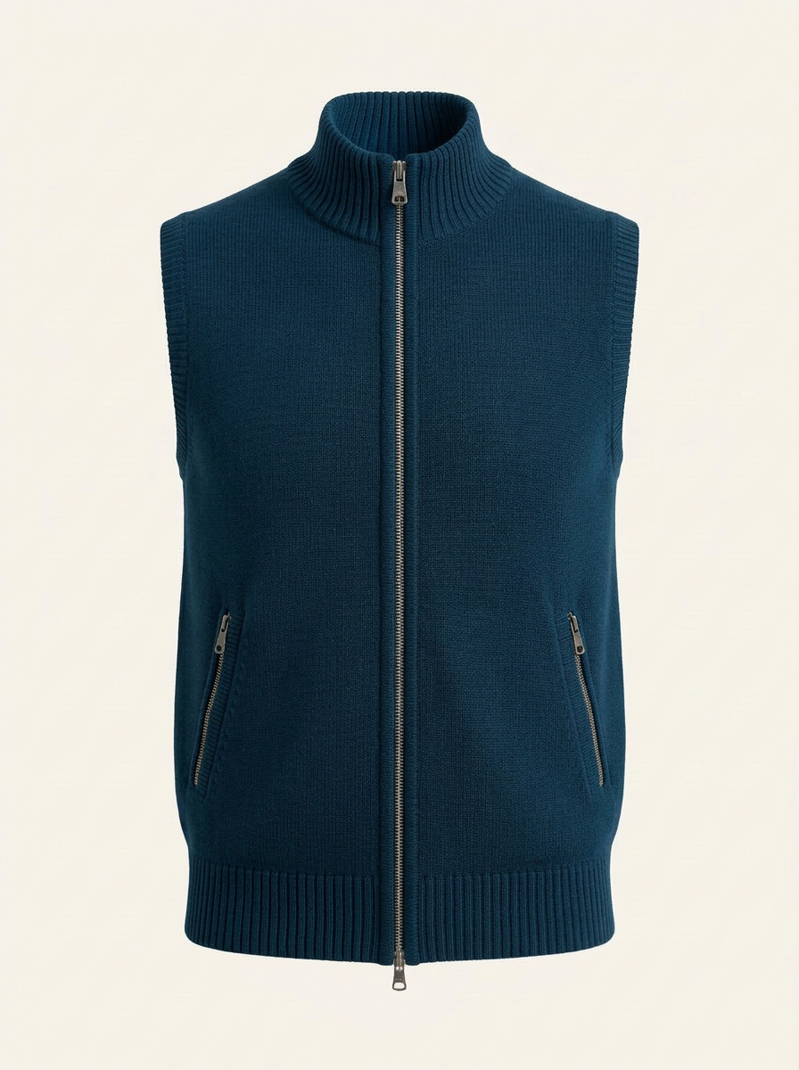 Velko | Gilet da Uomo a Maglia con Cerniera Intera e Collo Alto 8
