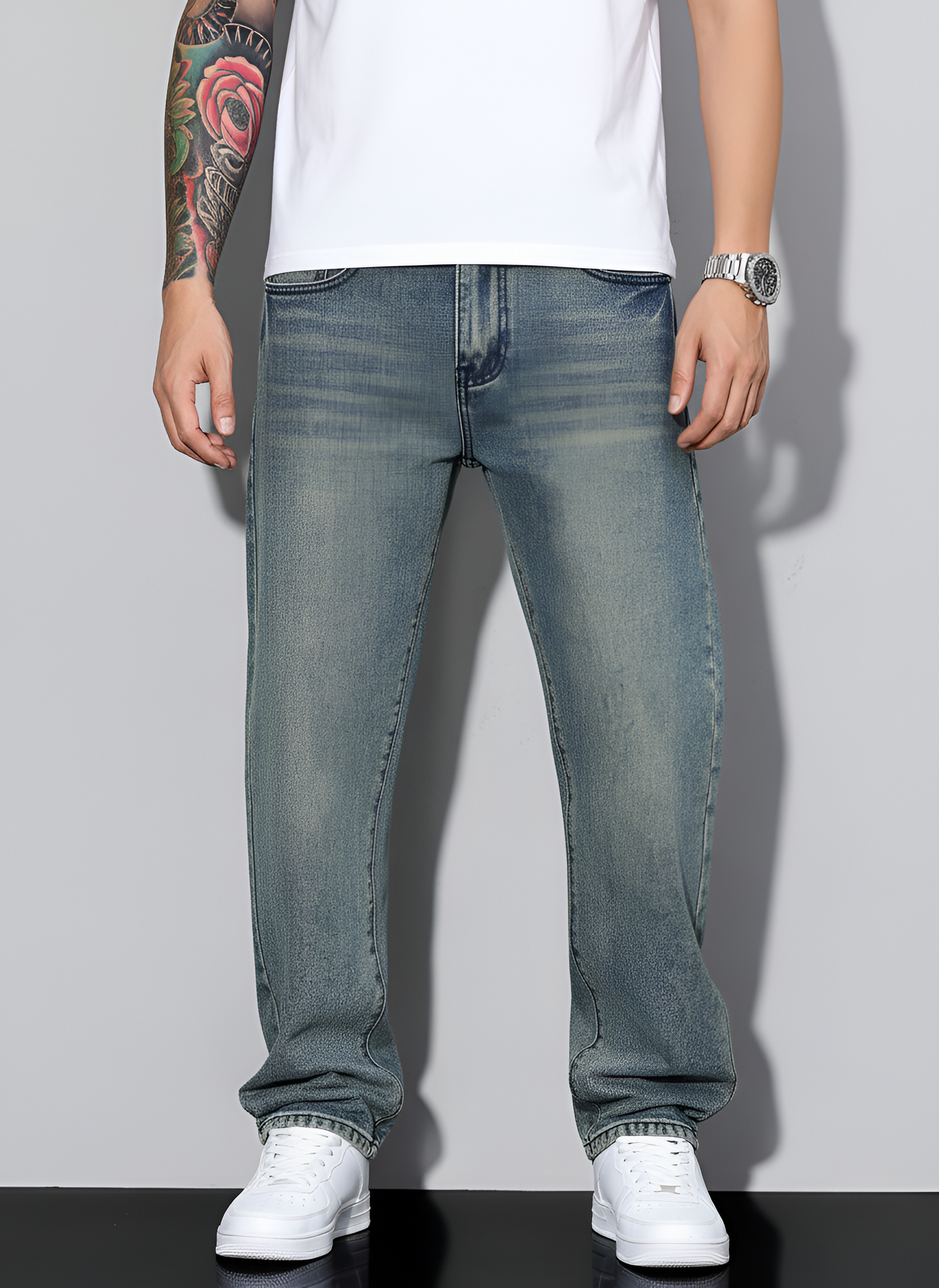Vento | Jeans Casual Regular Fit Denim Di Cotone Grigio