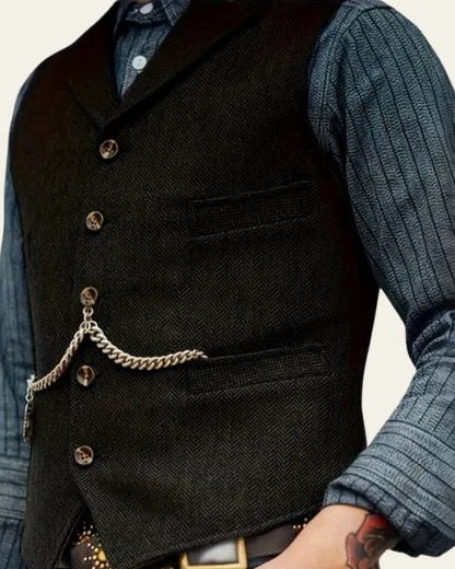 Vestano | Gilet Uomo in Tweed Spina di Pesce Revers a Lancia 3