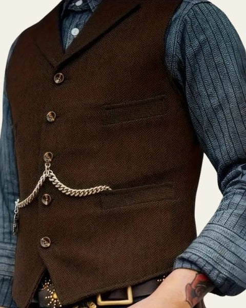 Vestano | Gilet Uomo in Tweed Spina di Pesce Revers a Lancia 4