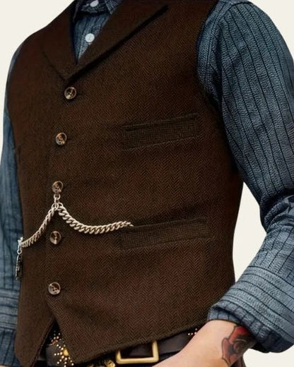 Vestano | Gilet Uomo in Tweed Spina di Pesce Revers a Lancia 4
