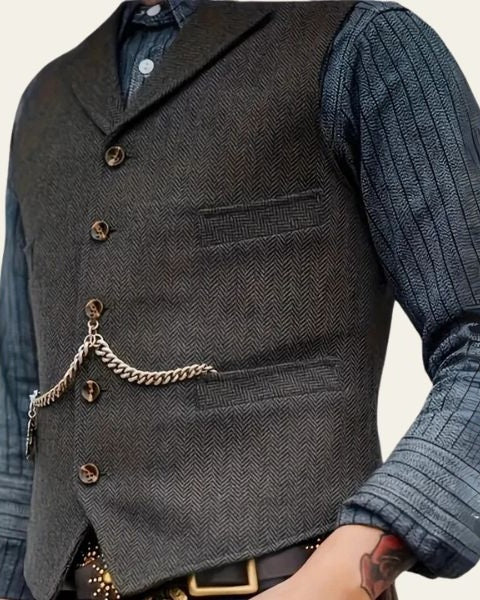 Vestano | Gilet Uomo in Tweed Spina di Pesce Revers a Lancia 5