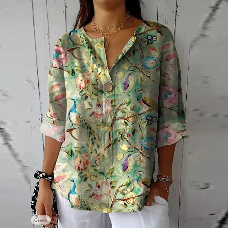 Camicia Vintage Donna Stile Francese Manica Lunga