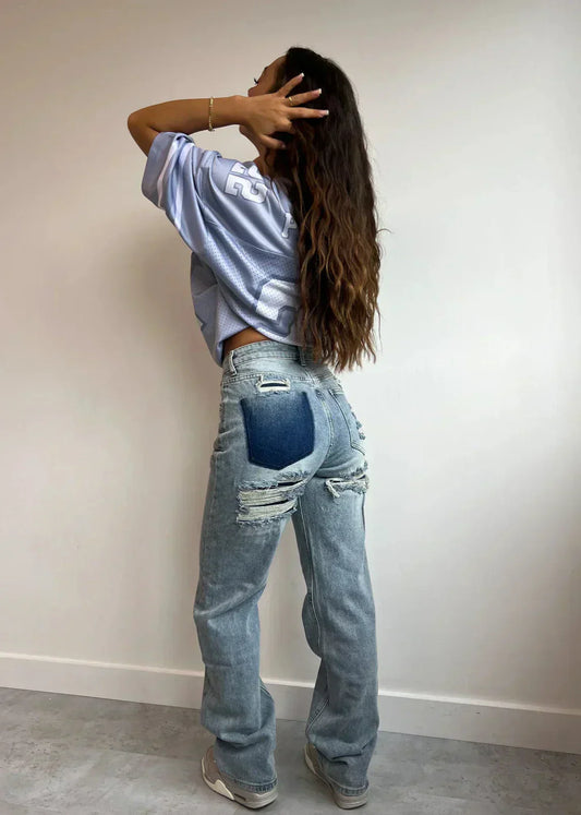 Jeans Donna con Elementi Strutturati sulla Superficie - Brentozzi