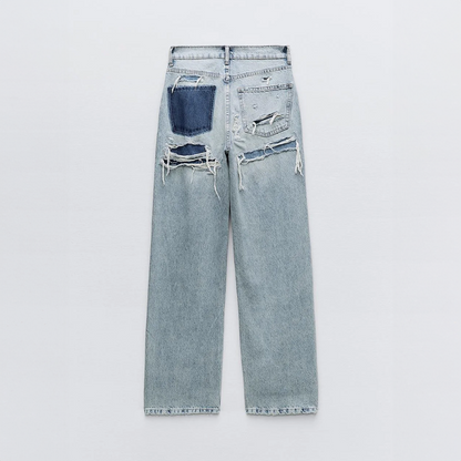 Jeans Donna con Elementi Strutturati sulla Superficie