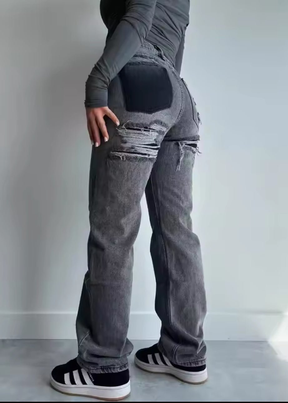 Jeans Donna con Elementi Strutturati sulla Superficie