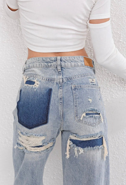 Jeans Donna con Elementi Strutturati sulla Superficie