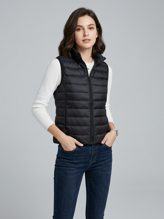 Gilet Donna Trapuntato Imbottito Zip Collo Alto - Vesarelli