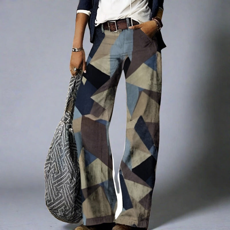 Jeans Donna con Stampa Floreale Comodi Vestibilità Ampia