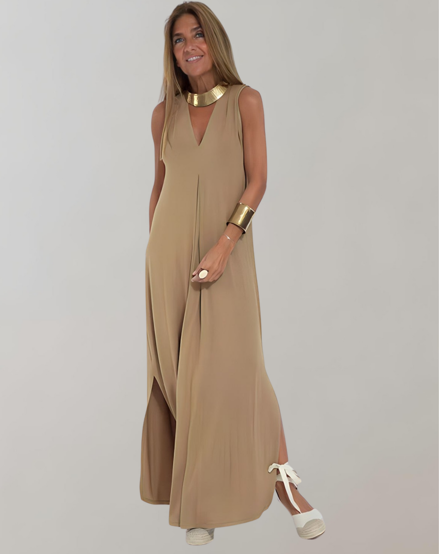 Abito Maxi Donna Smanicato Scollo a V Estate