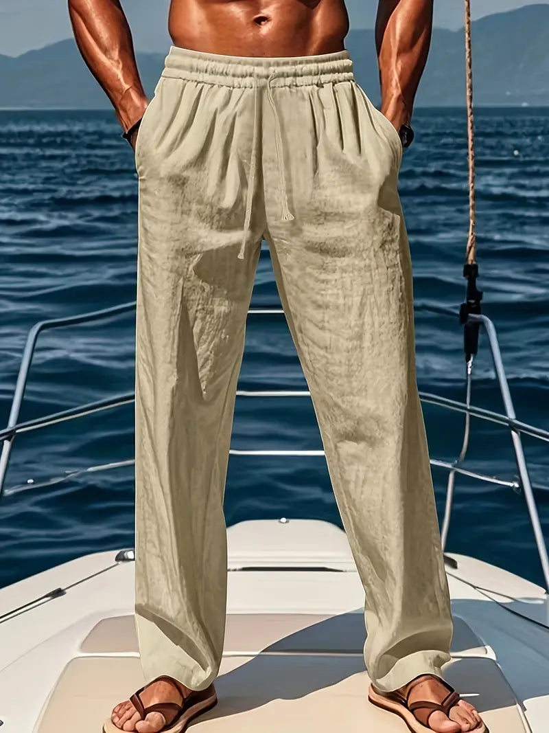 Pantaloni Lino Uomo Estivi Taglio Lungo