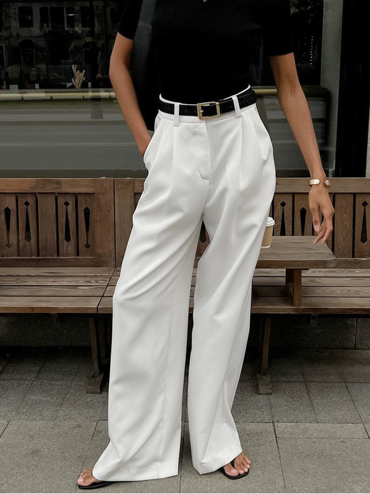 Pantaloni Donna Larghi con Cintura
