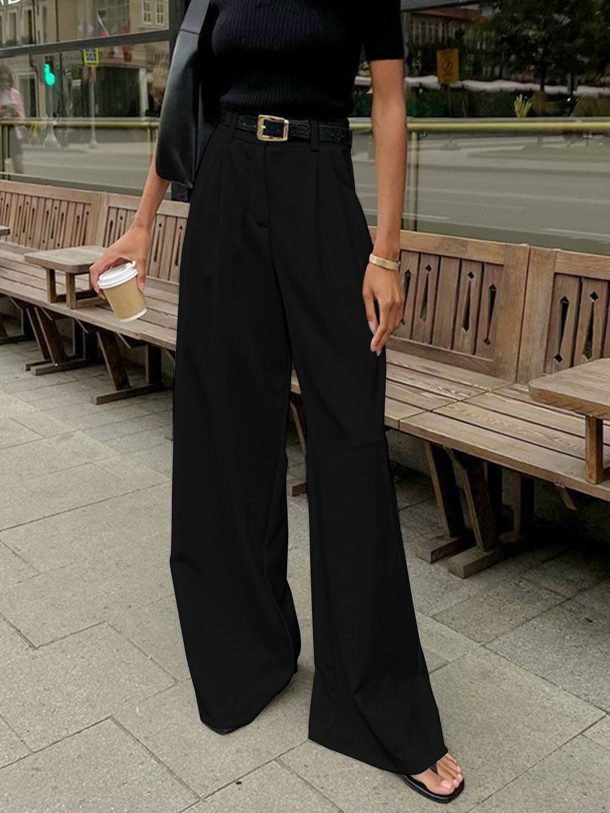 Pantaloni Donna Larghi con Cintura