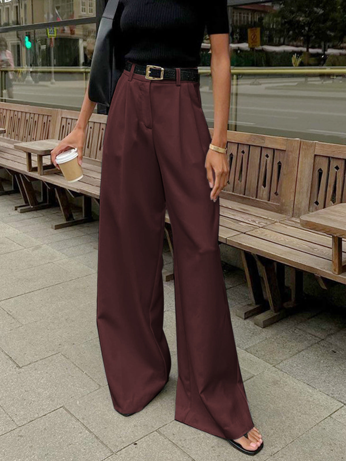 Pantaloni Donna Larghi con Cintura