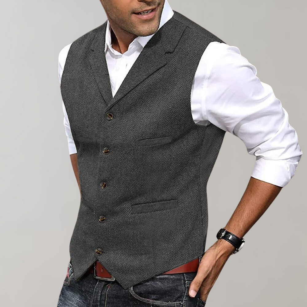 Gilet Uomo in Tessuto con Vestibilità Sfiancata Design Classico