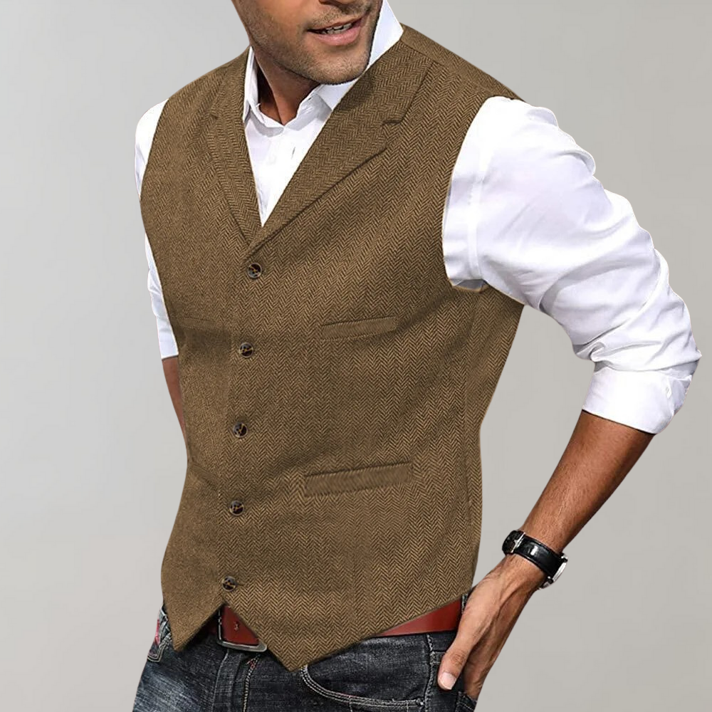 Gilet Uomo Lineare con Chiusura a Bottoni