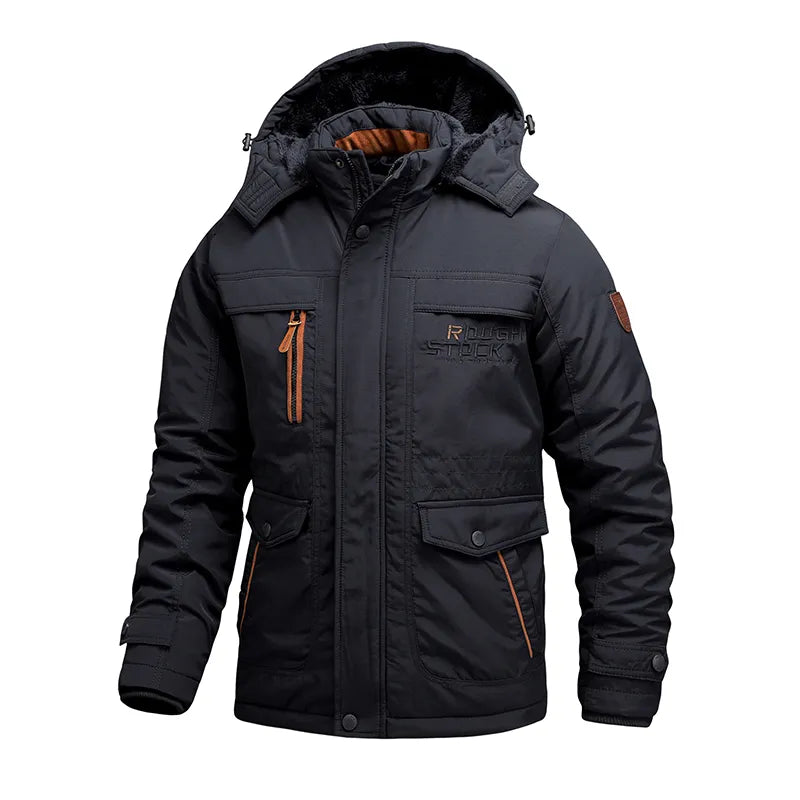 Giacca Invernale Uomo con Cappuccio Staccabile Tessuto Robusto