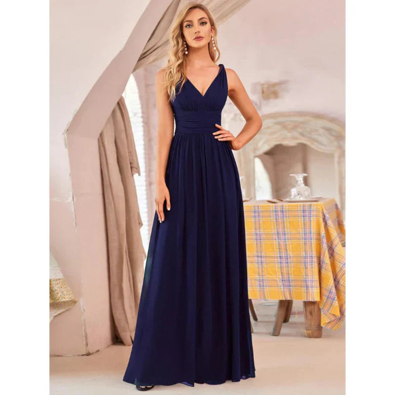 Abito Maxi Donna Scollo a V Orlo Fluttuante