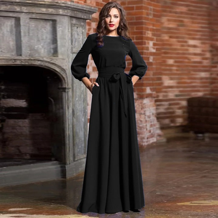 Abito Maxi Donna con Maniche Fluttuanti per Ospiti di Nozze