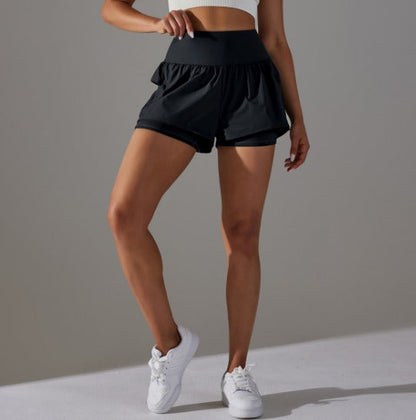 Pantaloncini Sportivi Donna Doppio Strato Vita Alta