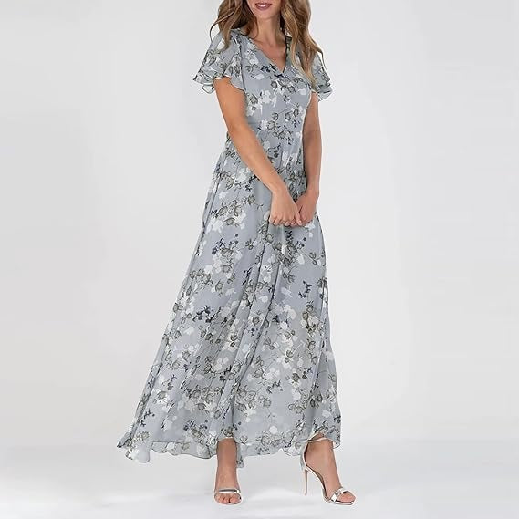 Abito Maxi Donna Scollo a V Linea Dritta