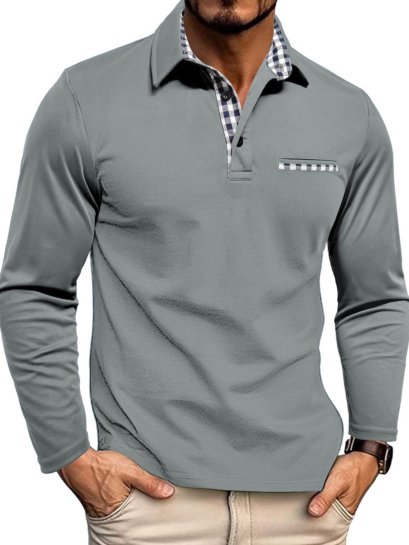 Polo Uomo Manica Lunga Stile Casual