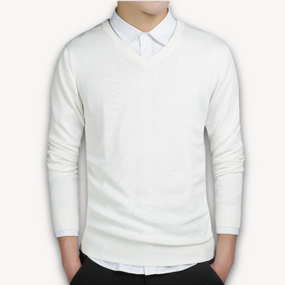 Maglione Uomo Scollo a V Taglio Slim Business Casual