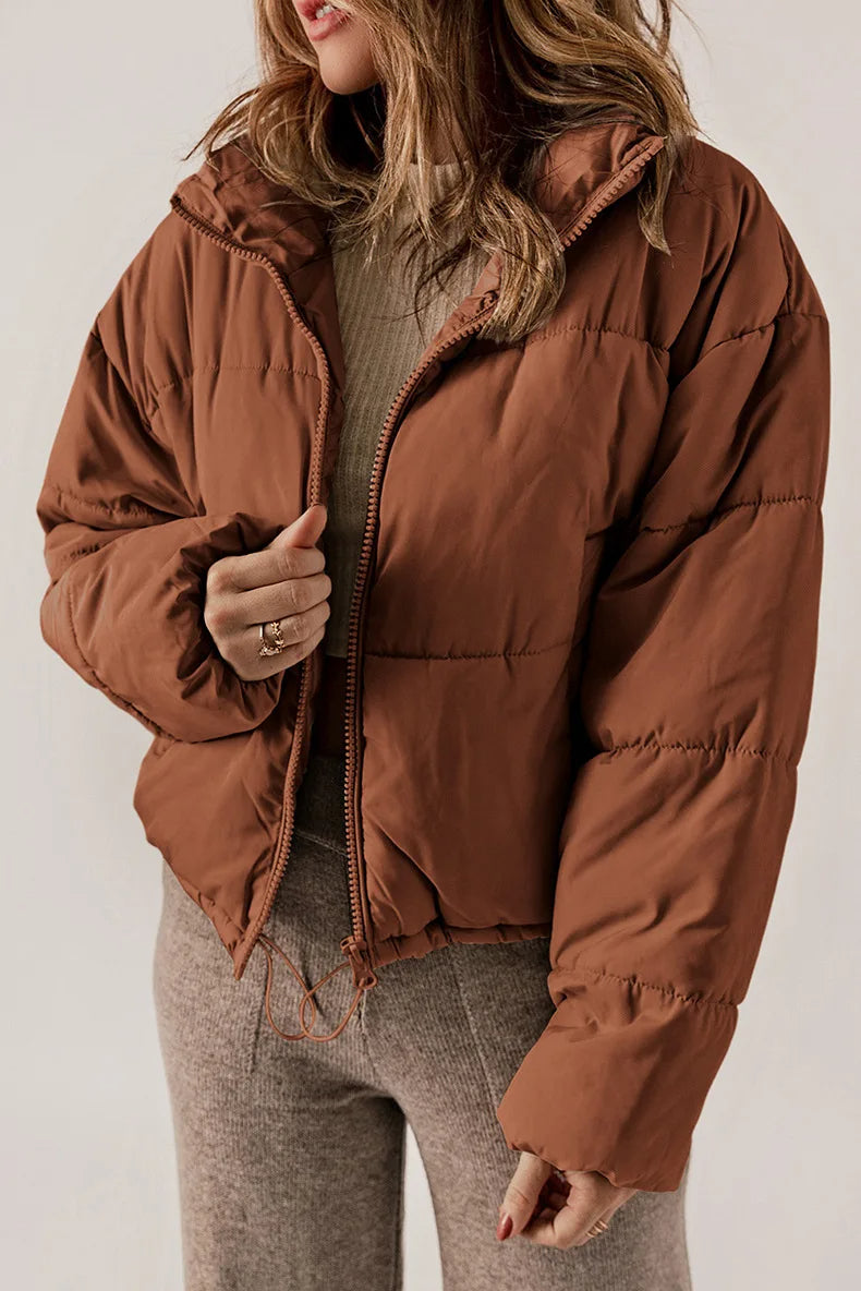 Giacca Imbottita Donna con Zip e Tasche Laterali