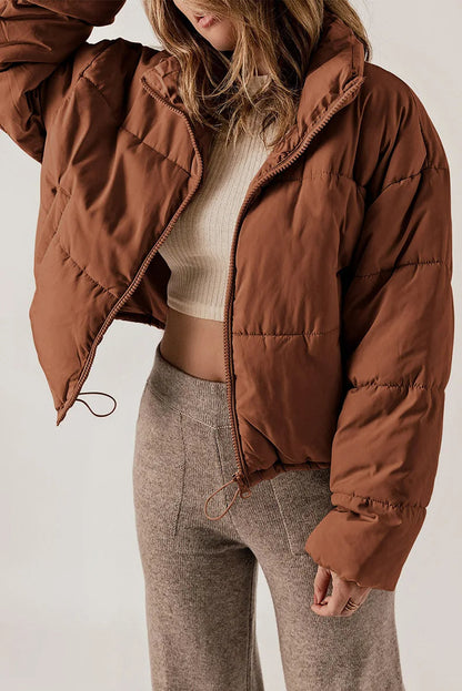 Giacca Imbottita Donna con Zip e Tasche Laterali