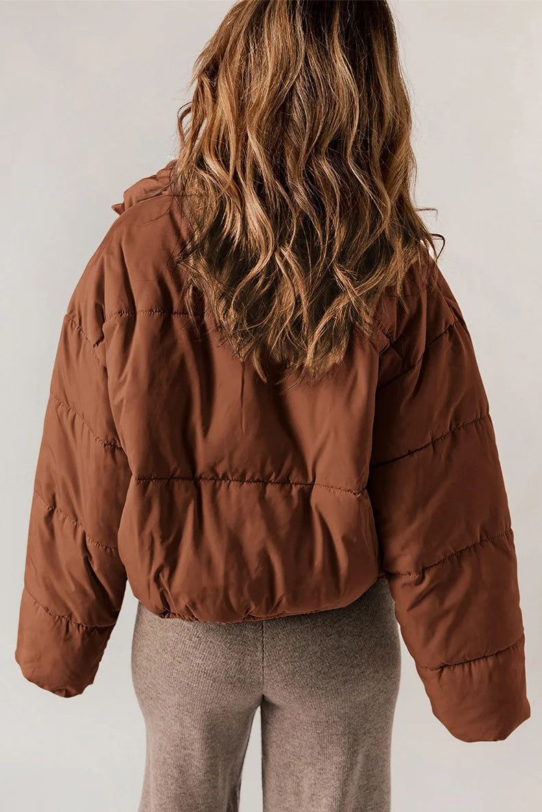 Giacca Imbottita Donna con Zip e Tasche Laterali