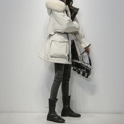 Parka Invernale Donna Imbottito con Colletto in Pelliccia Sintetica