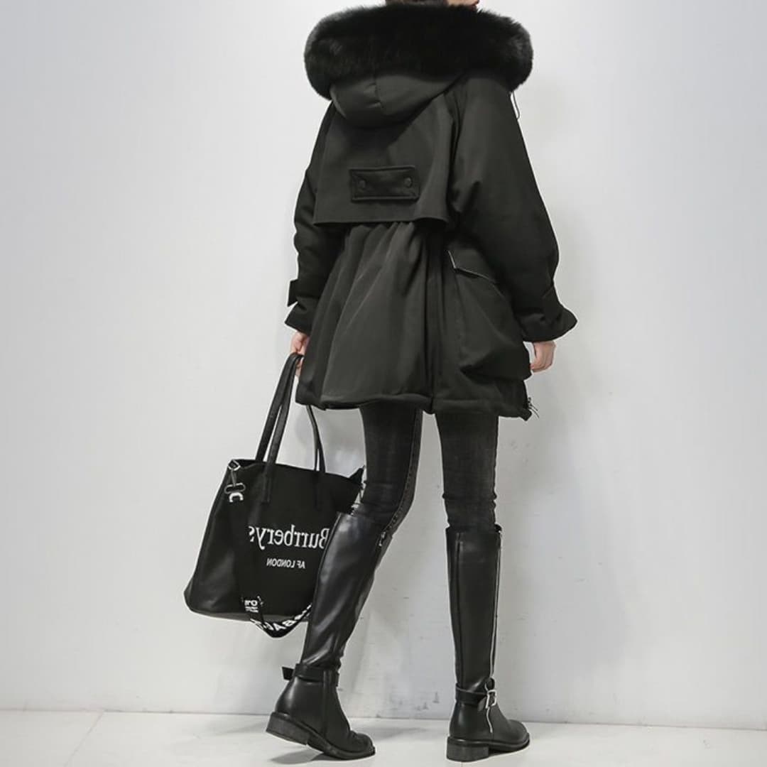 Parka Invernale Donna Imbottito con Colletto in Pelliccia Sintetica - Brentozzi