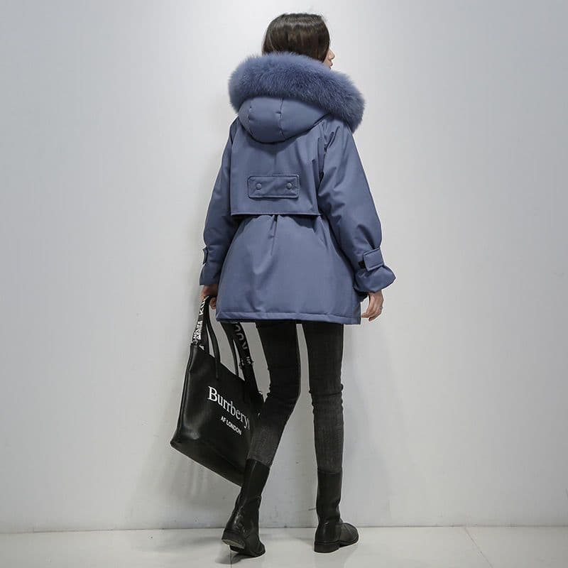 Parka Invernale Donna Imbottito con Colletto in Pelliccia Sintetica