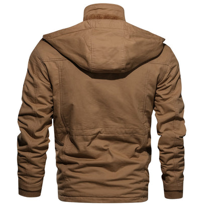 Giacca Uomo in Misto Cotone Imbottita Cappuccio Calda