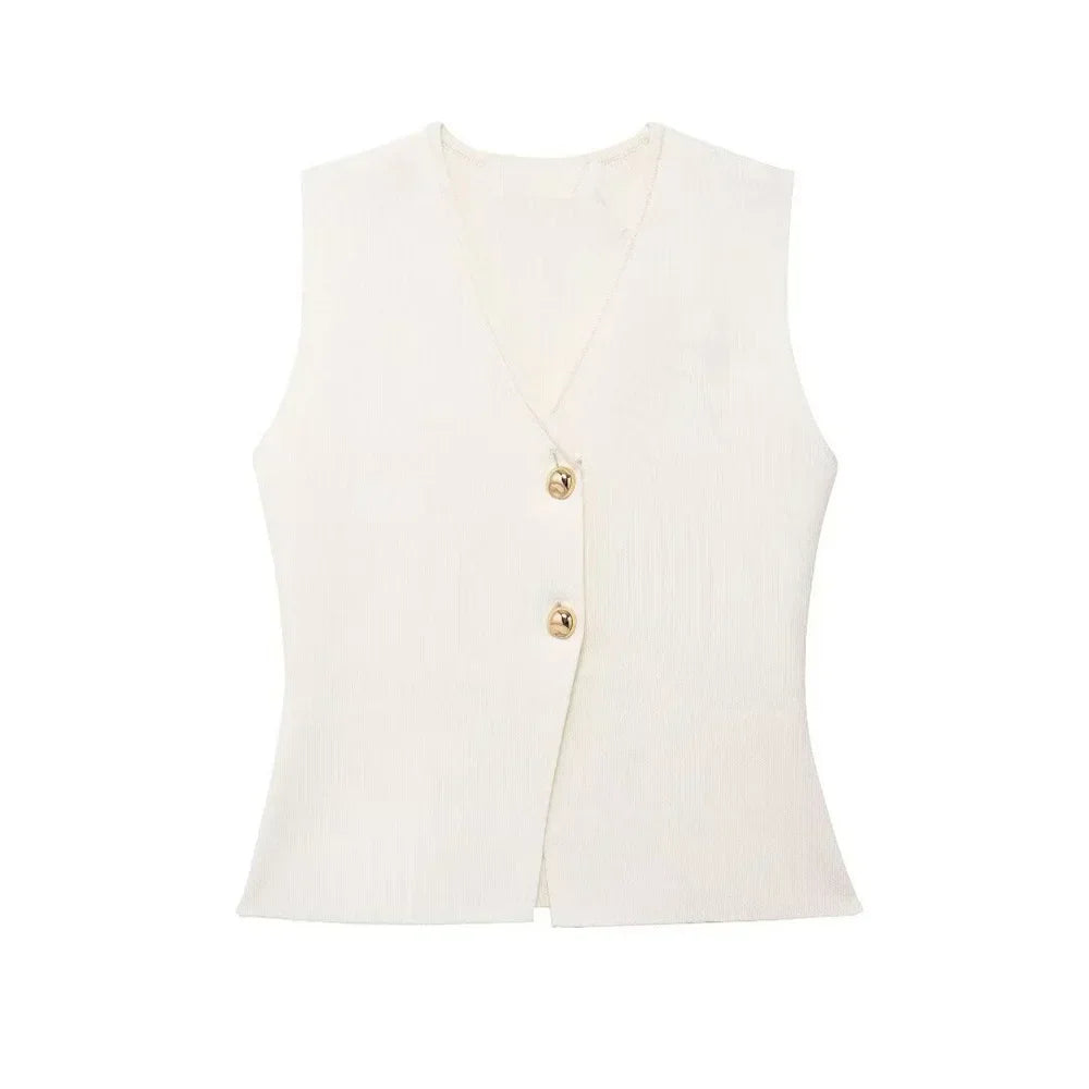 Donna Gilet Smanicato Scollo a V