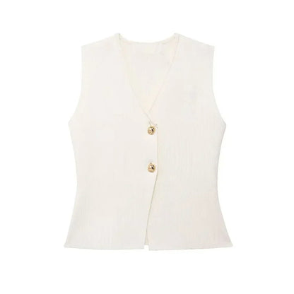 Donna Gilet Smanicato Scollo a V