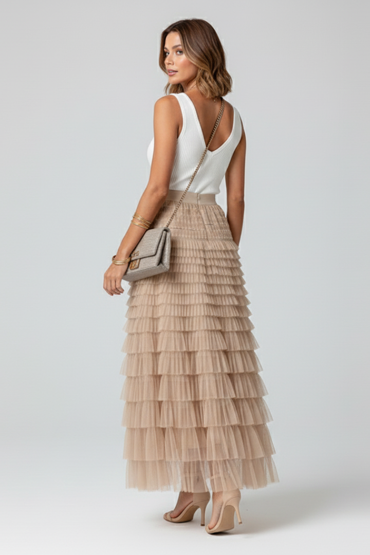Gonna Midi Donna in Tulle Multistrato