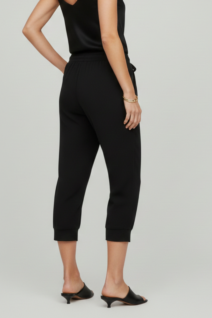 Pantaloni Capri Donna con Coulisse e Tasche Laterali