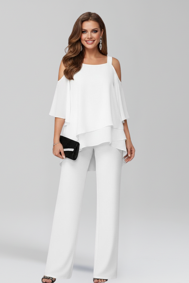 Tuta Donna Fluida Wide Leg Spalle Scoperte