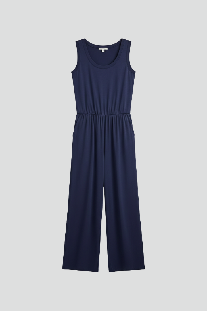 Tuta Donna Girocollo Pantaloni Wide Leg Vita Elastica - Brentozzi