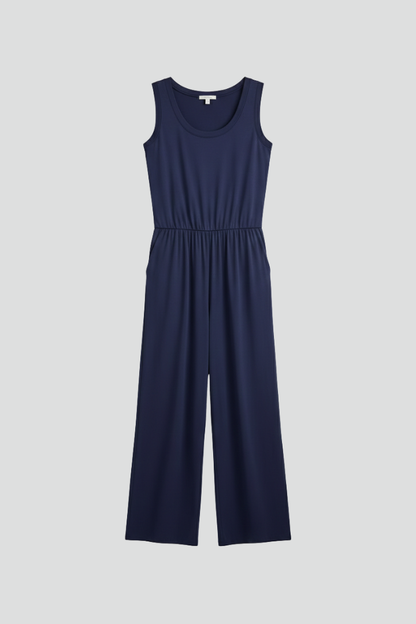 Tuta Donna Girocollo Pantaloni Wide Leg Vita Elastica - Brentozzi