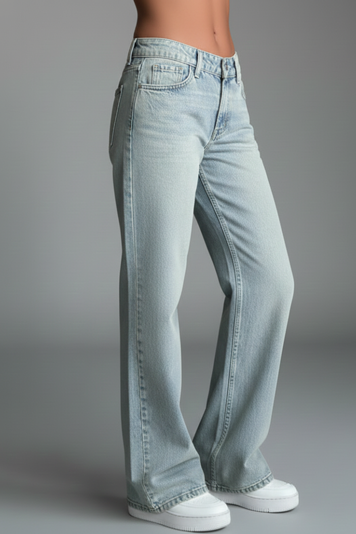 Jeans Donna Denim Casual Vita Bassa Taglio Dritto