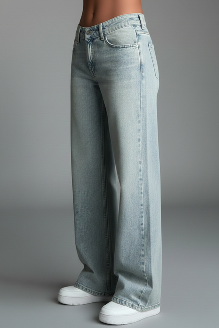 Jeans Donna Denim Casual Vita Bassa Taglio Dritto
