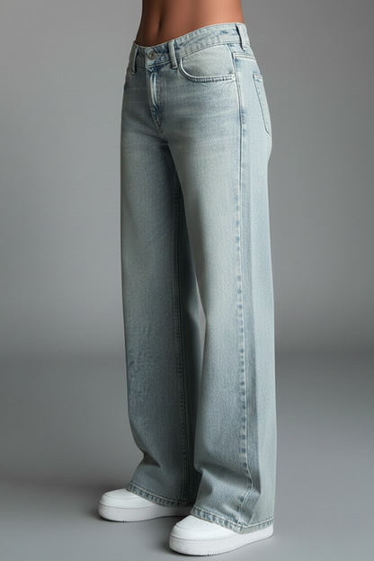 Jeans Donna Denim Casual Vita Bassa Taglio Dritto
