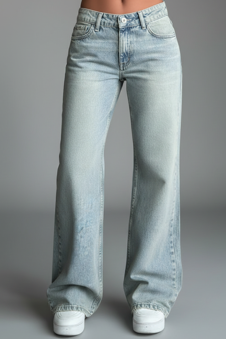 Jeans Donna Denim Casual Vita Bassa Taglio Dritto