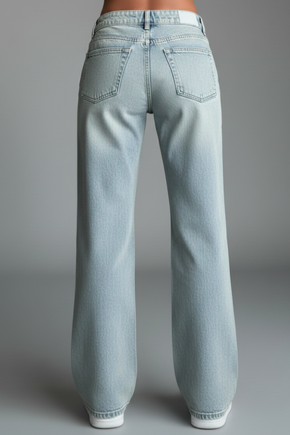 Jeans Donna Denim Casual Vita Bassa Taglio Dritto