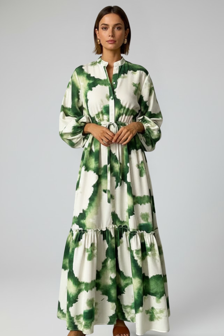 Abito Maxi Donna Scollo a V Manica Lunga